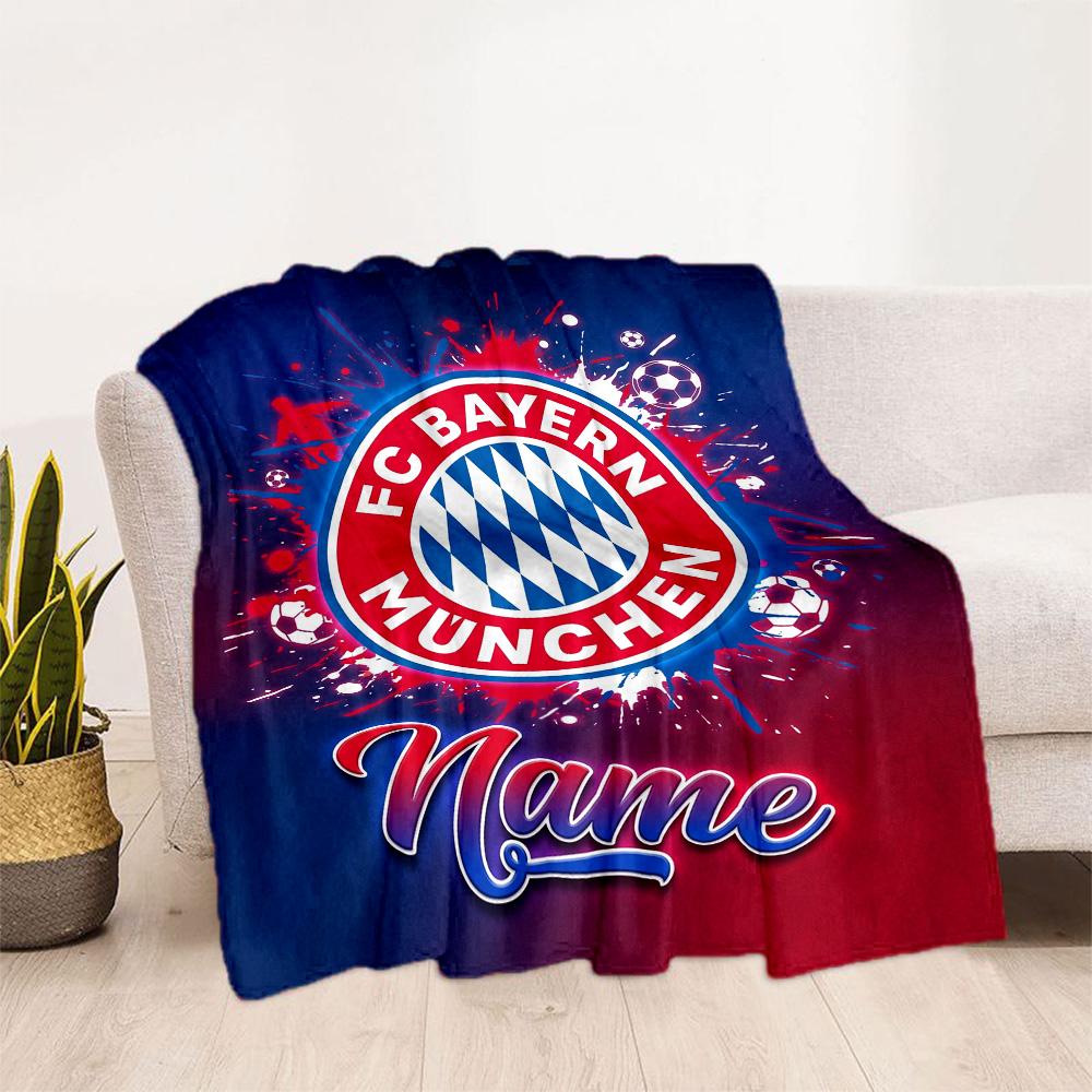 Bayern Munich Fan Gear Personalized Text Blanket Lightweight Customizable Blanket Ultra-Soft for Chair Picnics Bed Office Chair Ideal for All Seasons