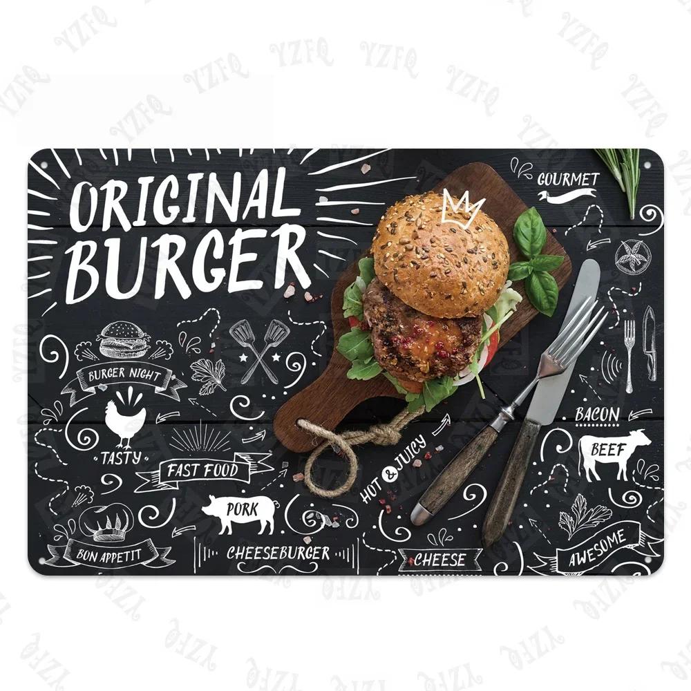 Chalkboard Art Coffee Menu Metal Sign Burger Bar Decorative Signs Wall kitchen Cafe Shop Home Art Craft Decor 30X20CM XP(947)A