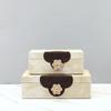 Vintage Leather Storage Box Jewelry Box Desktop Storage Container Handmade Flowers Make Up Organizer Home Decoration