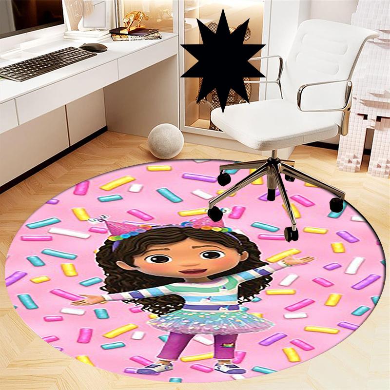 Gabby's Poppenhuis Bedrukte Ronde Vloerkleed Tapijt Stoelkleed Gebiedskleed Entree Deurmatten, voor Kantoorstoel Woonkamer Slaapkamer Keuken.