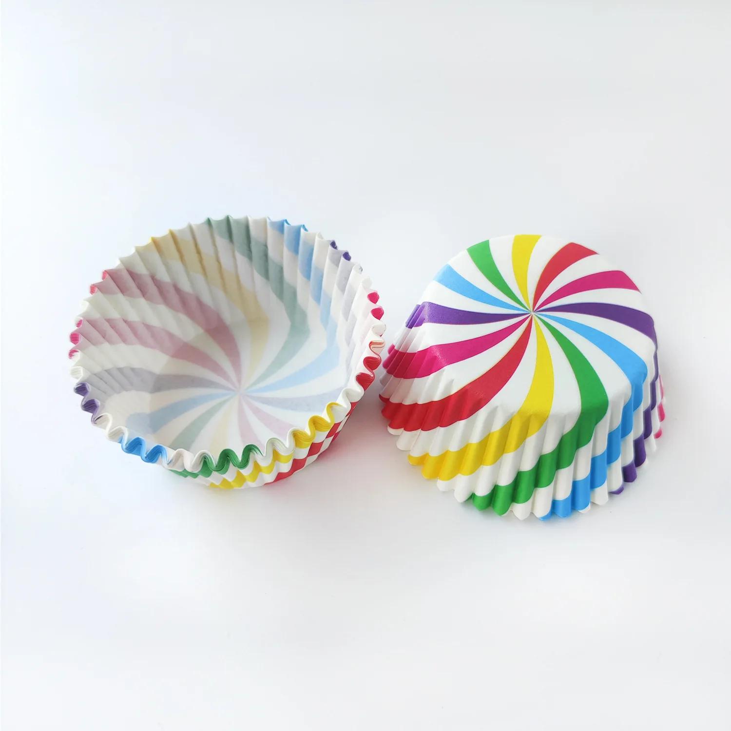 

100pcs/Set Cupcake Paper Cup Baking Mold Rainbow for Christmas Wedding Party Decoration Kitchen Baking Pan Cake Mold