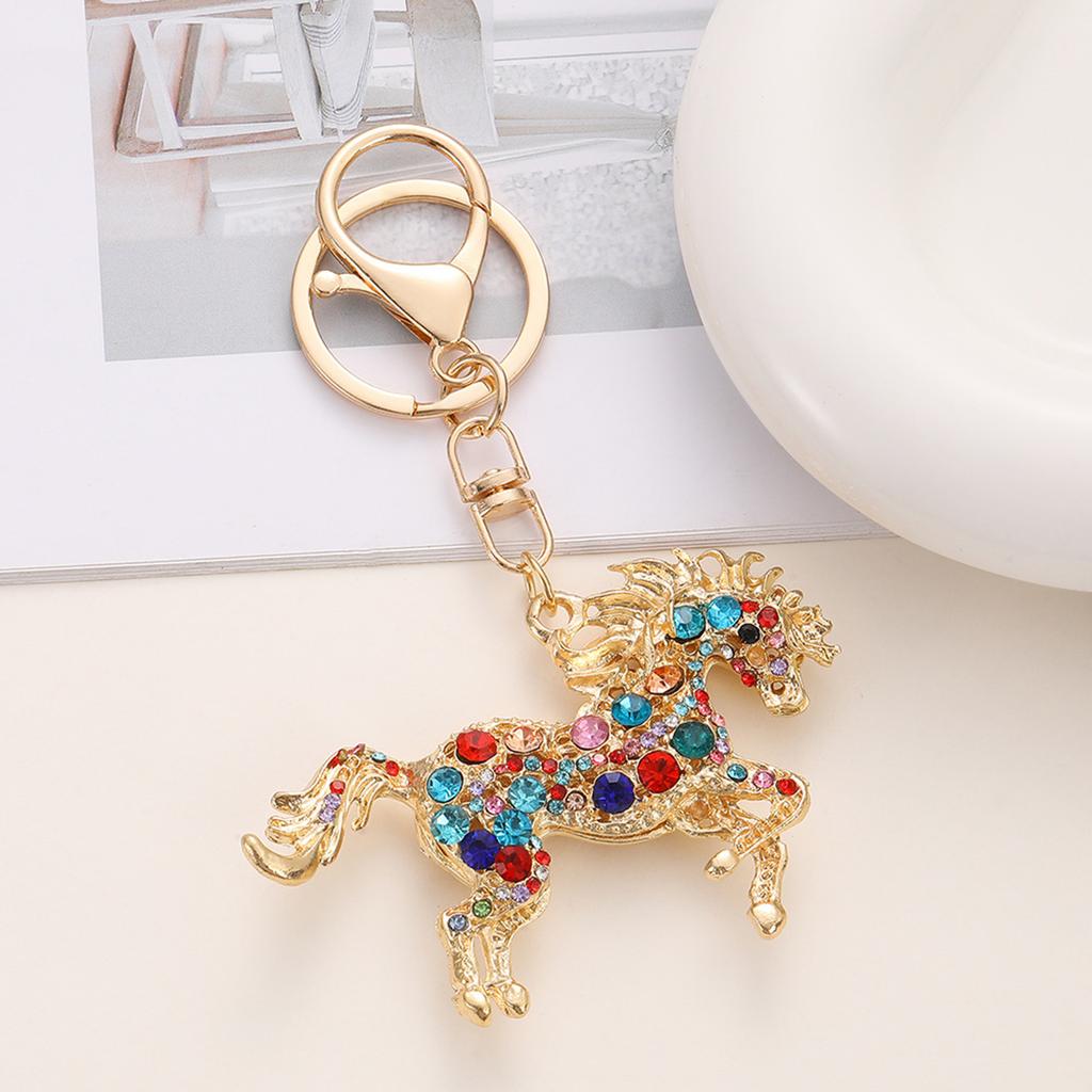 Horse Keychain Colorful Sparkling Rhinestones Key Chain