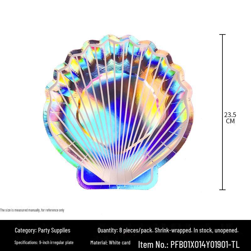 Irregular Shell Party Bus Kids' Disposable Tableware Set: Paper Plates & Cups for Celebrations