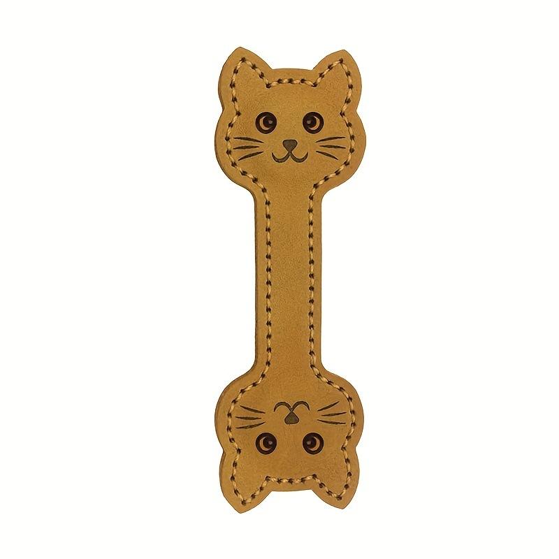 Cute Cat Shape Book Marker Clip Magnetic Bookmark Decorative PU Leather Reading Lovers Gift Stationery for Office School Home