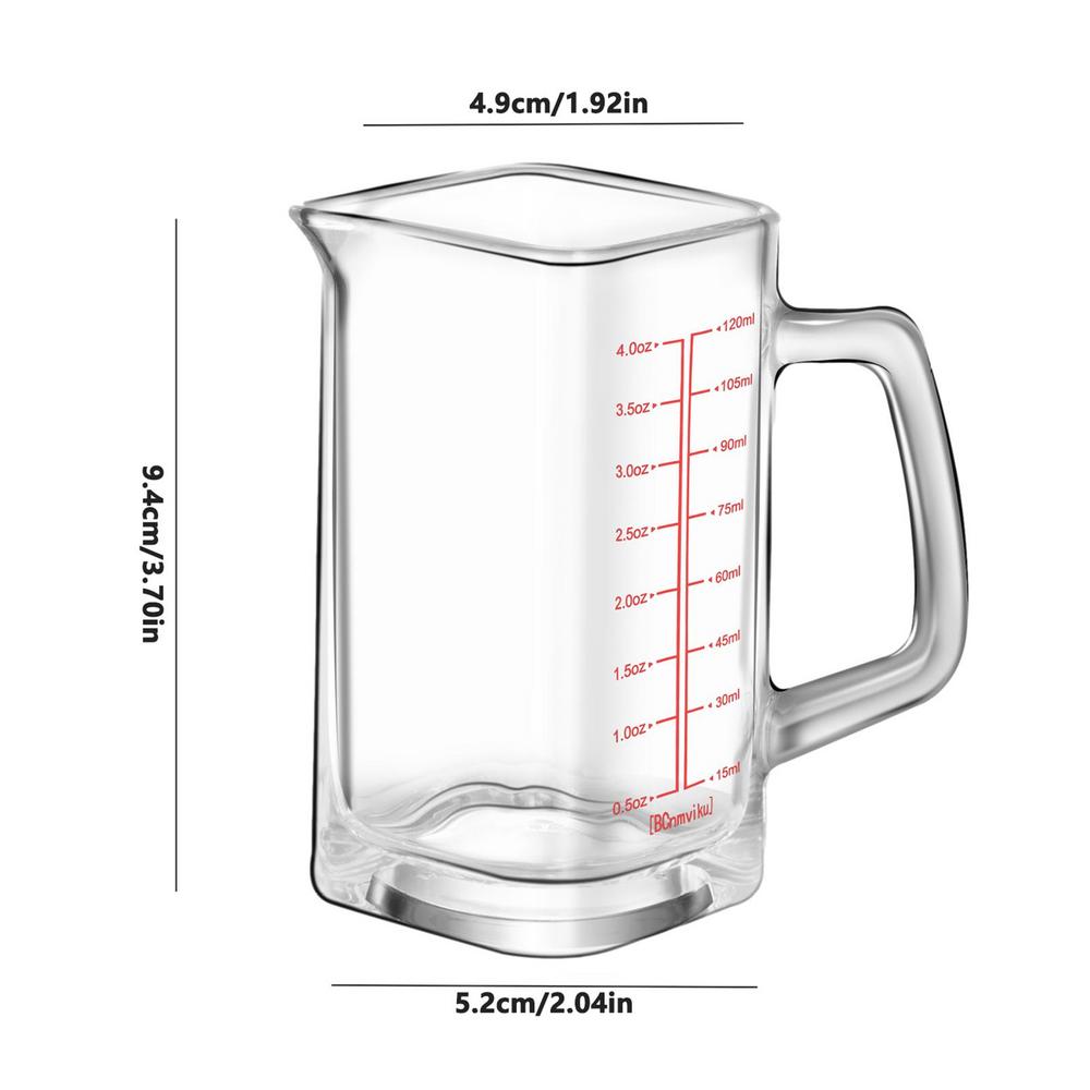 Measuring Cup Shot Glasses 2-pieces 120ml/4oz Liquid Measurement Shot Cups With Handle Bartending Liquid Measure Tool For Syrup