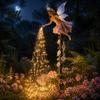 Decorative Yard Ornaments for Gardens Fairy Sprinkling Magic Dust Solar Garden Light, Outdoor Front Pathway Decorations Statue with LED Light String,
