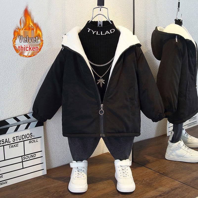 Geacă Trendy de Toamnă/Iarnă pentru Băieți - Stil Stradal 2025, Căptușeală Groasă din Bumbac