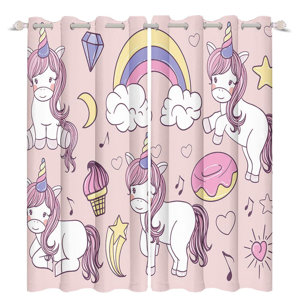 Kids Room Decoration Curtain Cartoon Pattern Whale Unicorn Space Planet Elephant Boy Girl Children'S Bedroom Blackout Curtains