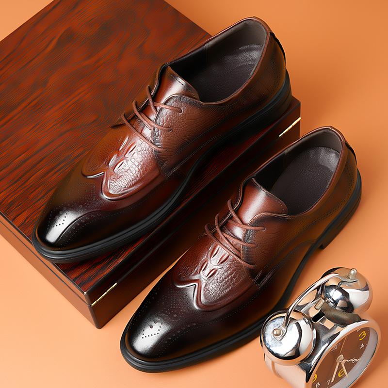 Men Dress Shoes Elevator Shoes lace up oxfords brogue Platform Business Casual Man Shoe Moccasins business wedding shoes men
