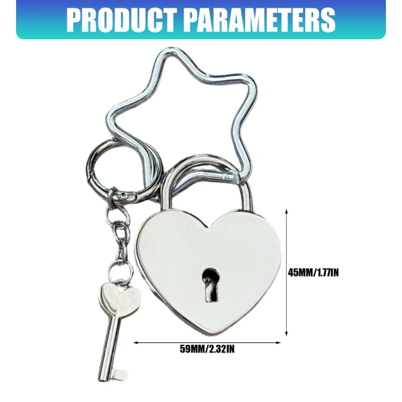 Practical Oversized Heart Lock Bag Charm With Star Clasp Stylish Bag Pendant Key Holder For Women Fashion Accessory