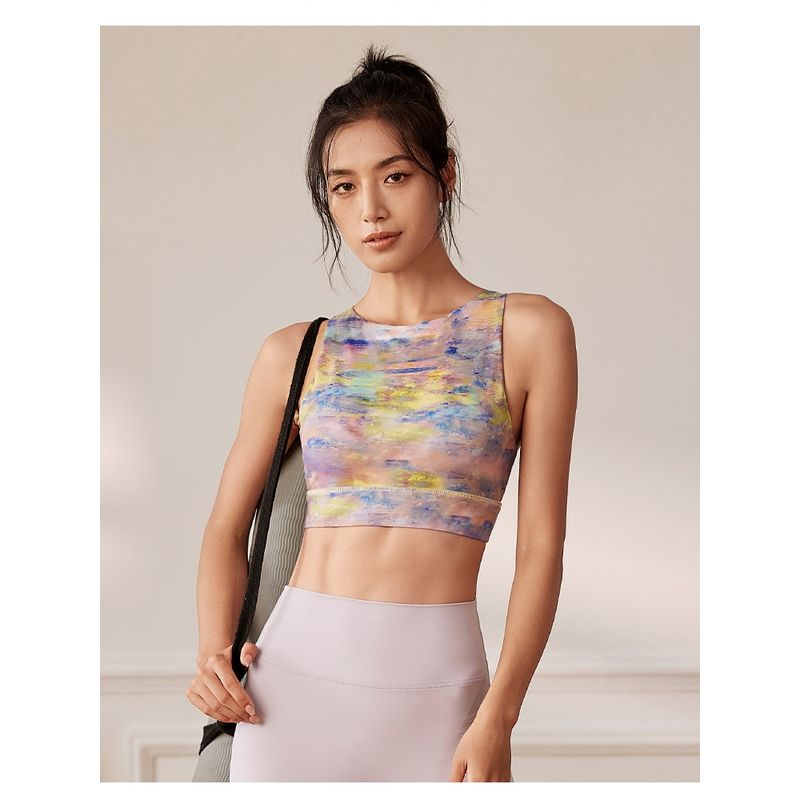 With Chest Pad Export New Arrival Yoga Vest Female Fashion Tie-Dye Slim Looking Fitness Running Sports Back Shaping Bra Tops