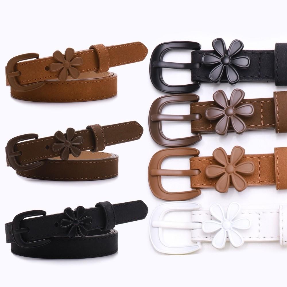 Faux PU Leather Women's Thin Belt Solid Color Waist Cinching Belt  Jean Matching