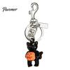Halloween Keychain Cat Holding Pumpkin Keychain, Metal Car Key Backpack Ring Holder, Handbag Hanging Decorative Accessory Alloy