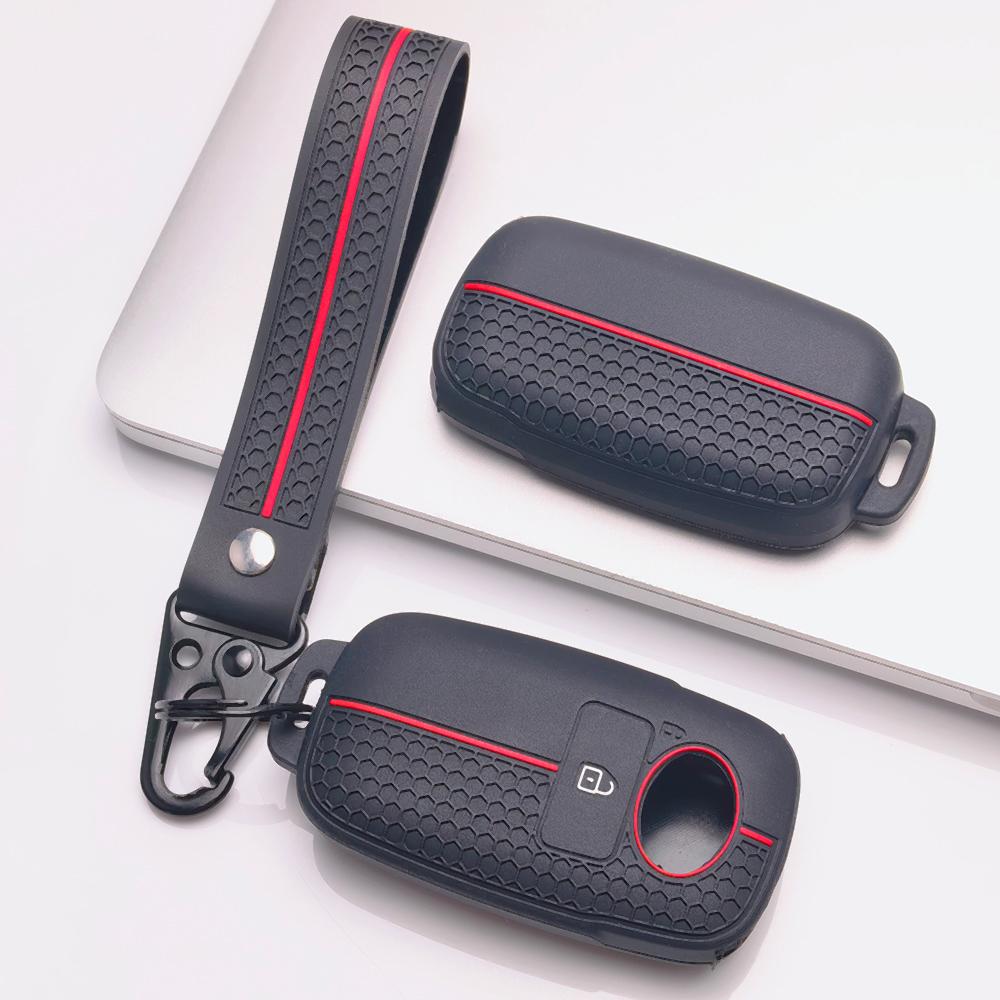 Soft Silicone Car Key Ring Strap for Toyota Raize Veloz Avanza Wigo Rush Calya Sigra Agya Honeycomb Texture Shockproof Key Ring Holder Protector
