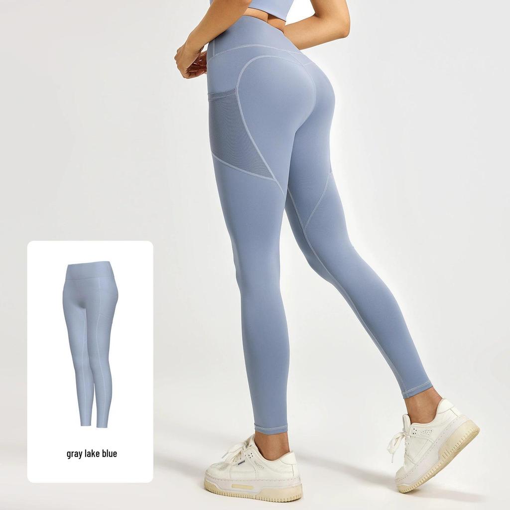Tummy Control High-Waisted Yoga Pants with Mesh Pockets - Butt-Lifting and Leg-Lengthening Women's Fitness Running Pants.