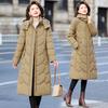Medium and long over-knee down cotton-padded jacket for women's winter new mother foreign-style hooded thickened warm cotton-padded jacket