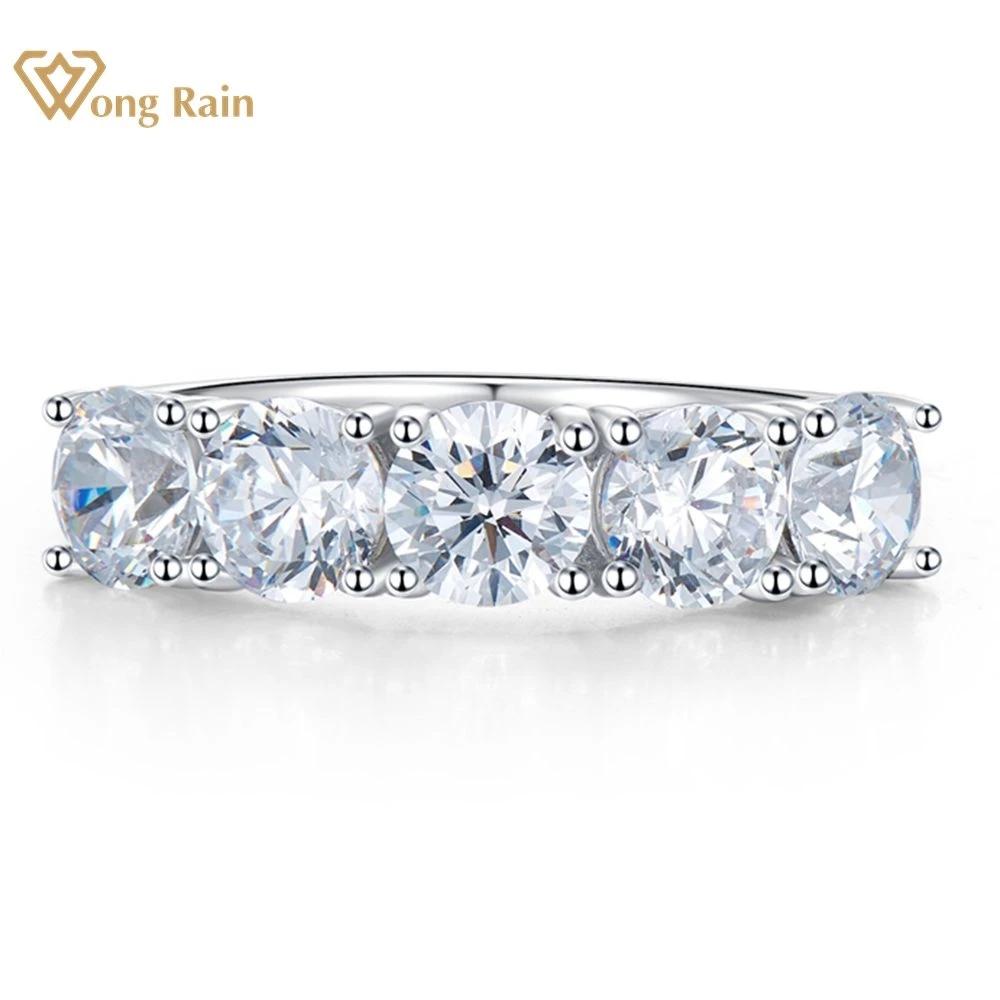 

Wong Rain, 100% стерлинговое серебро 925 пробы, круглая огранка, 5 мм, цирконы AAAAA, драгоценный камень, обручальное кольцо, ювелирное кольцо для женщин, подарок US 5 белый