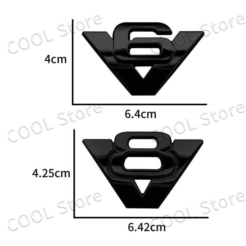 Kreativní 3D kovová chromová nálepka emblém V6 V8 logo odznak Dekorace zadního kufru boční karoserie Univerzální autodoplňky