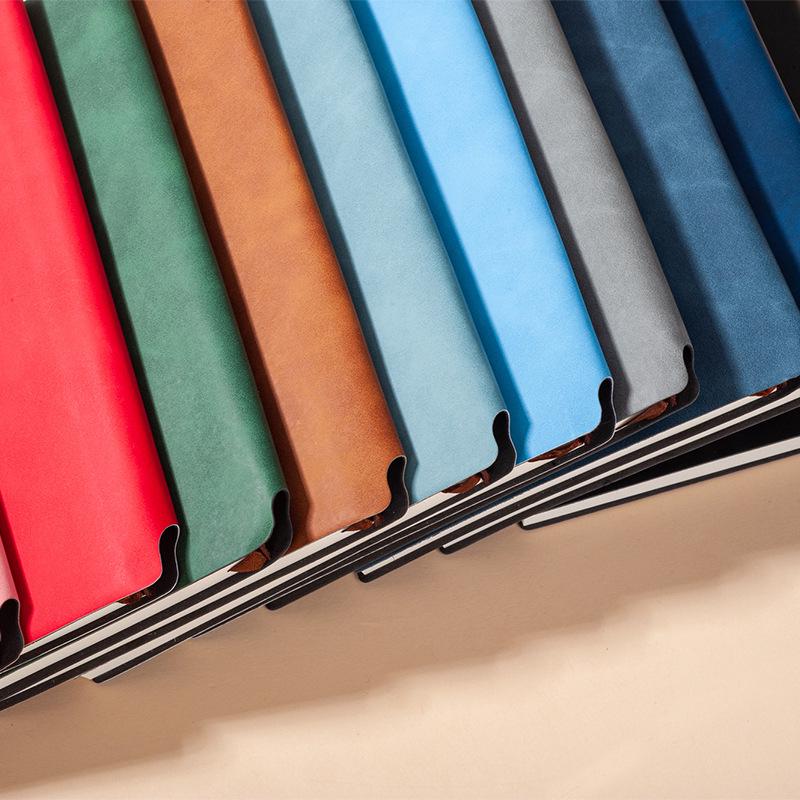 A5 Multi-Color Soft Leather Notebook with Built-In Pen Holder for Business Meetings
