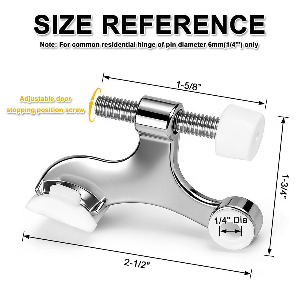 Hinged anti collision door stop 2 sets  adjustable heavy duty design silver white