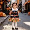 Girls Pumpkin Print Dress Princess Sleeveless Summer Dress for Kids