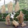 10 pz/set Scena Natività di Cristo Statuina Bambino Famiglia Mangiatoia Statuette Artigianato in Resina Miniature Ornamento Religioso Chiesa