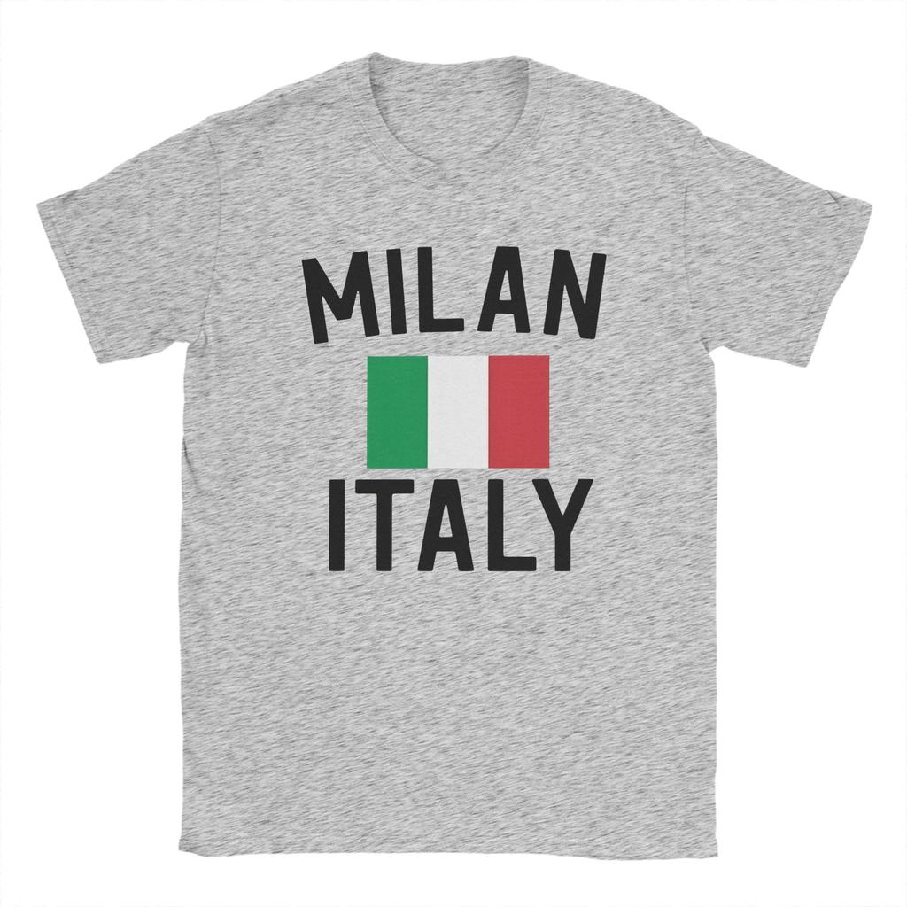 Unisex T Shirt Milan Italy Flag T Shirts Fashion Beach Tee Shirt Awesome Cotton Tops Gift