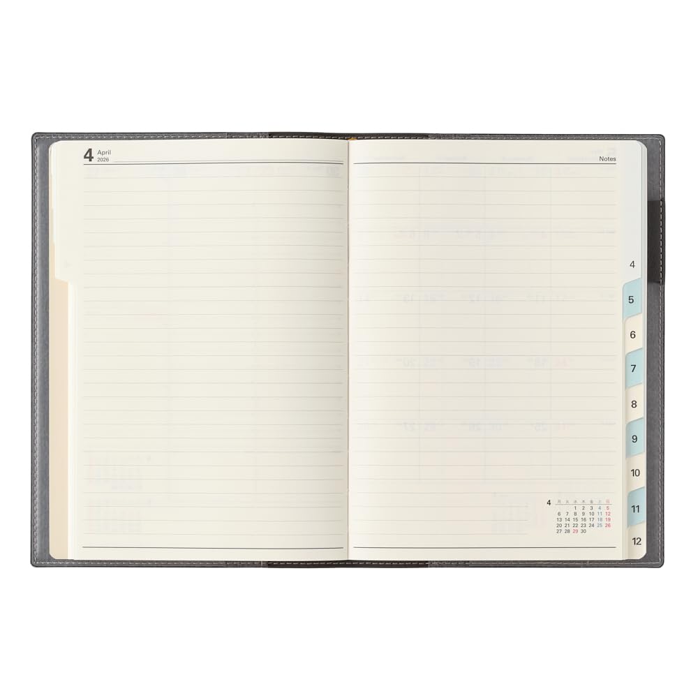 NOLTY Carrel Dark 2044 December Planner, 2026, B6, Vertical, 1, Gray, (Starts 2025)