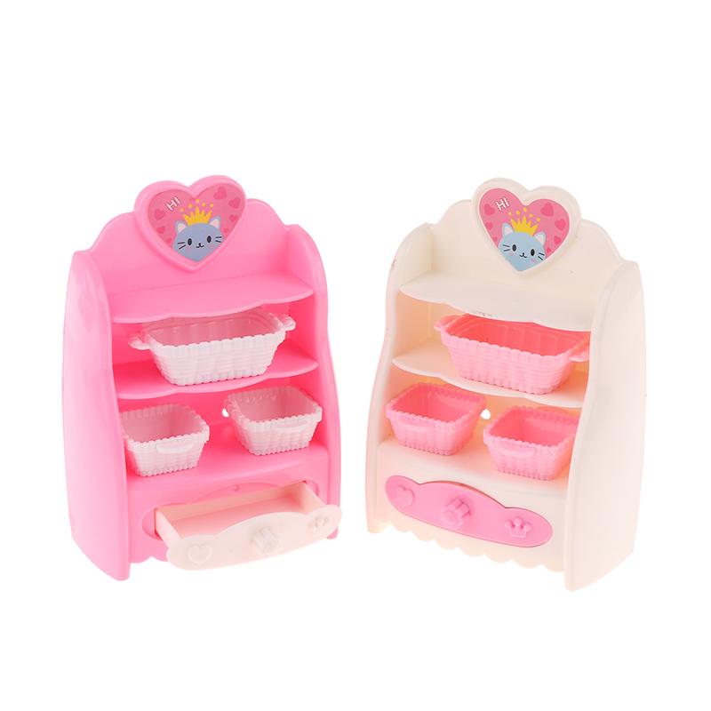 1:6 Dollhouse Miniature Kitchen Storage Cabinet W/Basket Cupboard Model Home Decor Toy Doll House Accessories