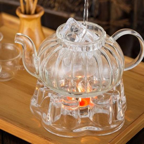 Nature Park Heat-Resistant Glass Teapot with Strainer for Herbal Tea, Fruit Tea, Flower Tea, and Black Tea, Perfect for Commercial Use, Restaurants,