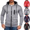 Herrhoodie, Sweatshirt i kontrastfärg, Sportig avslappnad jacka med dragkedja