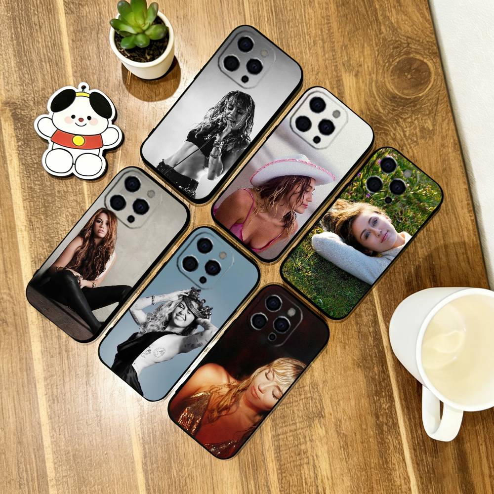Miley Cyrus Phone Case For iPhone 17,16,15,14,13,12,11 Plus,Pro Max,XS,Soft Silicone Black Cover