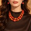 Beaded Necklace with Coordinated Drop Earrings, Double-Strand Layering, and Irregular Acrylic Beads Jewelry Set