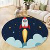 Cartoons Round Rug Washable Bedroom Round Area Rugs for Entryway,Soft Living Room Circular Rugs,Rocket Illustrations Non-Slip