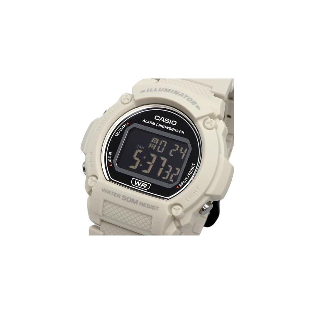 Casio Standard Digital Watch W-219HC-8BV Men's Matte Ivory Color Waterproof Design