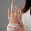 Double Layer Line Ring Women Exaggerated Personality Zirconia Ring 925 Sterling Silver Female Bridal Wedding Finger Accessories