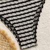 Gestreifter Bikini-Badeanzug: Sexy Damen Strandurlaubskleidung