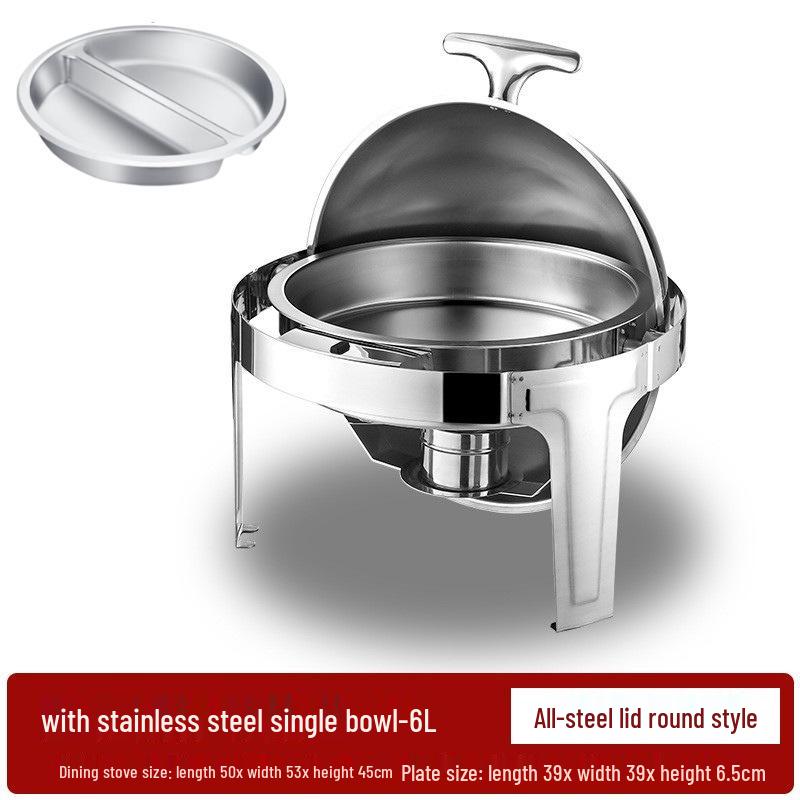 Gold-Plated Stainless Steel Buffet Warmer with Full Lid and Visible Insulation