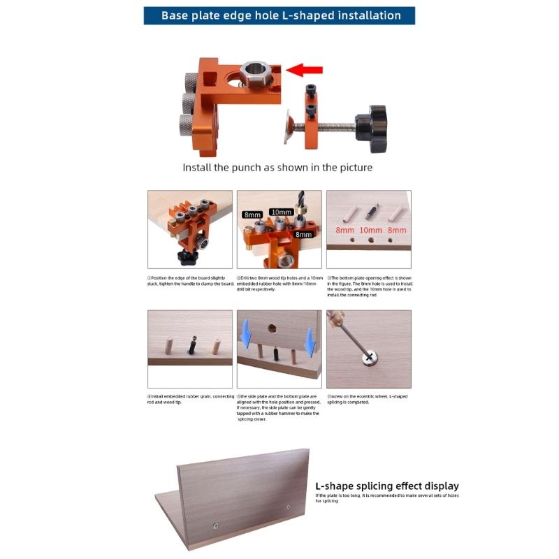 Zestaw do montażu kołków Samocentrujący przyrząd ręczny do montażu kołków z 3 tulejkami metalowymi Rozmiar 8 mm Kompletny zestaw do montażu kołków