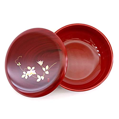 Nakanishi Kougei New Sweets Dish, Wood Grain, Kinosato, 18cm, Made in Japan, 0011028, Red, Diameter 18cm x Height 6.8cm