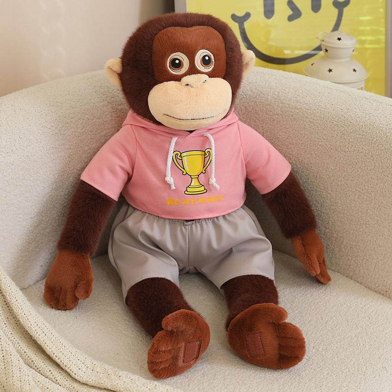 Hot Sale Cuddly Gorilla Plush Toys Stuffed Big Size Wearing T-shirt Orangutan Doll Soft Cozy Hugging Animal Doll Kids Gift