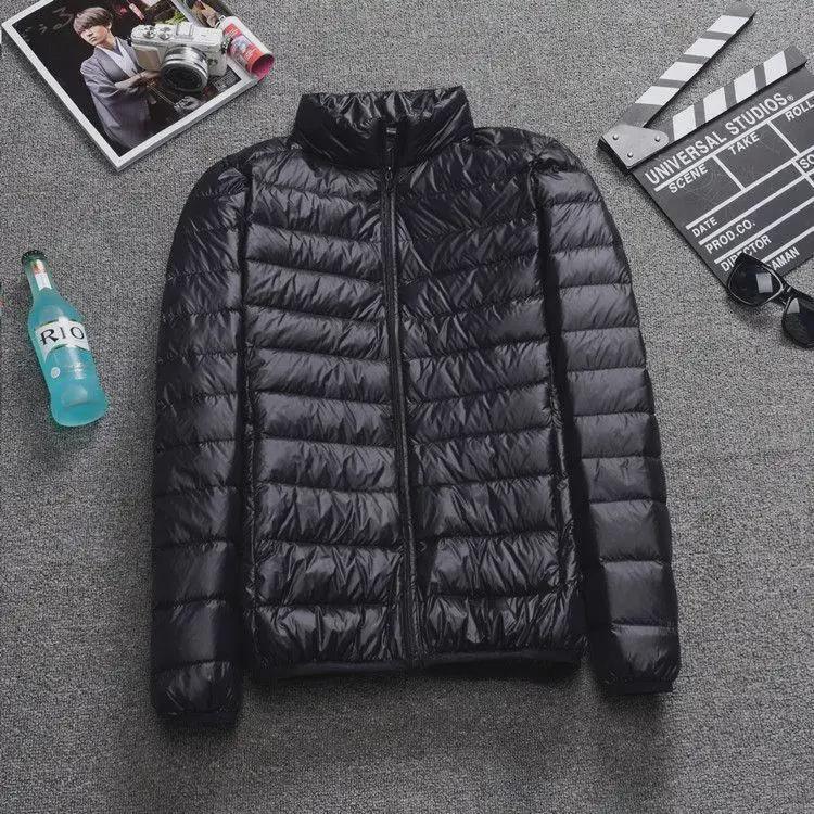 Men's Extra Large Lightweight Feather Jacket - Short Style for Middle-Aged & Elderly