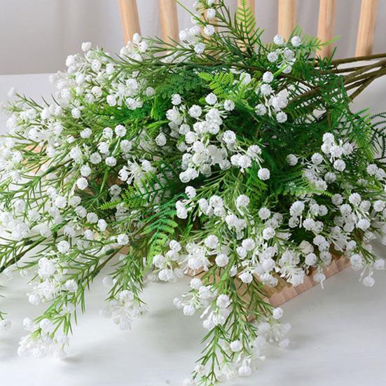 Brudslöja Grön Konstgjord Gren 32" Falsk Lång Stjälk Gipsophila Blommor med Blad för DIY Blomsterarrangemang Bröllopsbuketter Gårdshus Hem