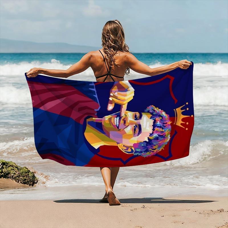 1pz L-Lamine Y-Yamal Stampa Pop Art Asciugamano da Spiaggia Microfibra Asciugatura Rapida Calcio Asciugamano da Bagno Per Piscina Spiaggia Viaggio Barca Fan Regalo