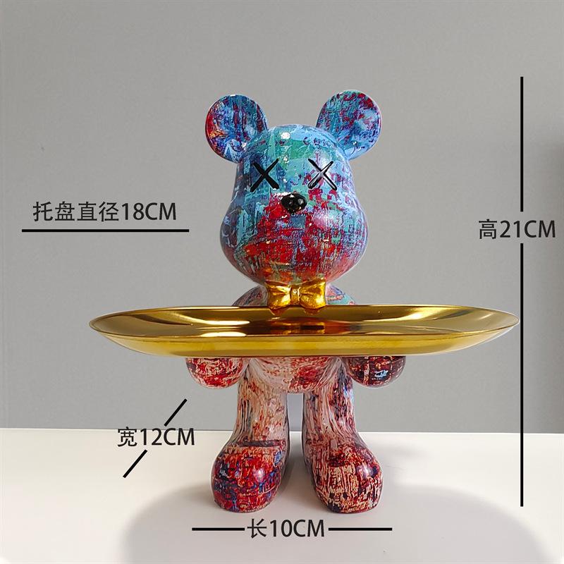 [2025 New] Cartoon Bear Tray Decor - Luxury Entryway Key Organizer, Multi-Function Resin Catchall for Living Room