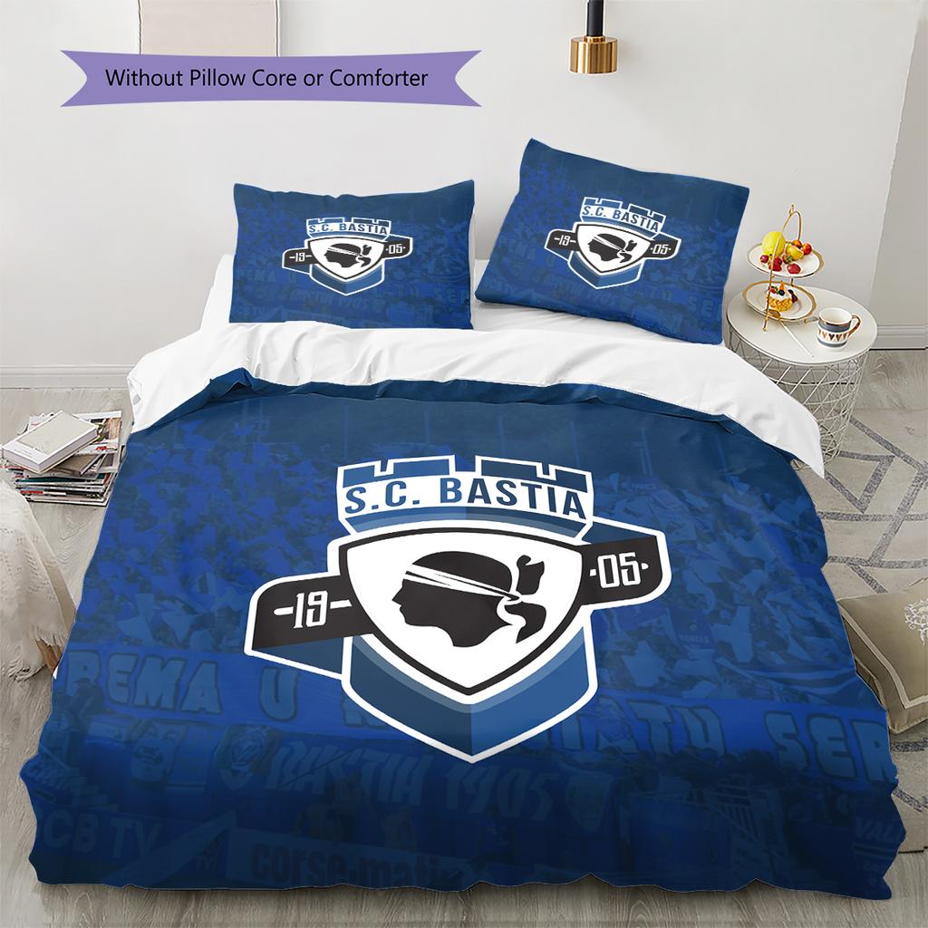SC Bastia Pattern Bedding Home Decoration Birthday Gift (1 * duvet cover + 2 * pillowcase, without core)