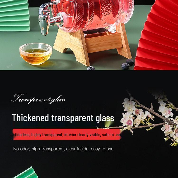 Barril de Vinho de Vidro Transparente com Torneira - Garrafa Selada para Fermentação de Vinho de Ginseng e Suco, Capacidade de 2 Jin