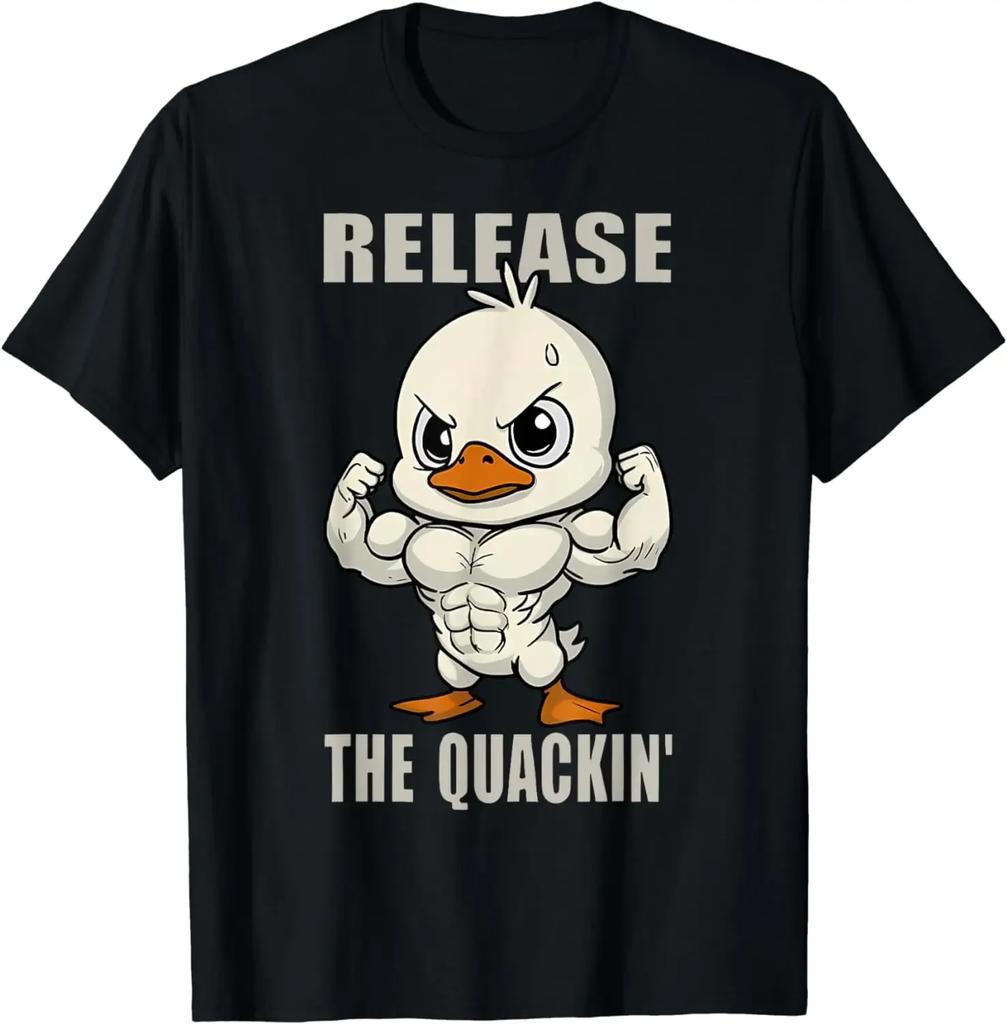 Release The Quackin Duck Gym Weightlifting Bodybuilder T-Shirt Graphic T Shirts women and man Clothing  Streetwear Camisetas