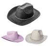 Shinning Cowboy Hat Western Type Sequins Hat Hats Fedora Felt Cowboy Jazz Hat Accessory Wide Curved Sequins Brim