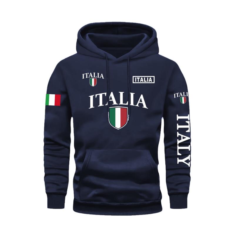 Letter-print Italian Flag Men Women Hoodie Outdoor Street Loose Casual Fashion Autumn Winter Long-sleeve Warm Sweatshirt Clothes